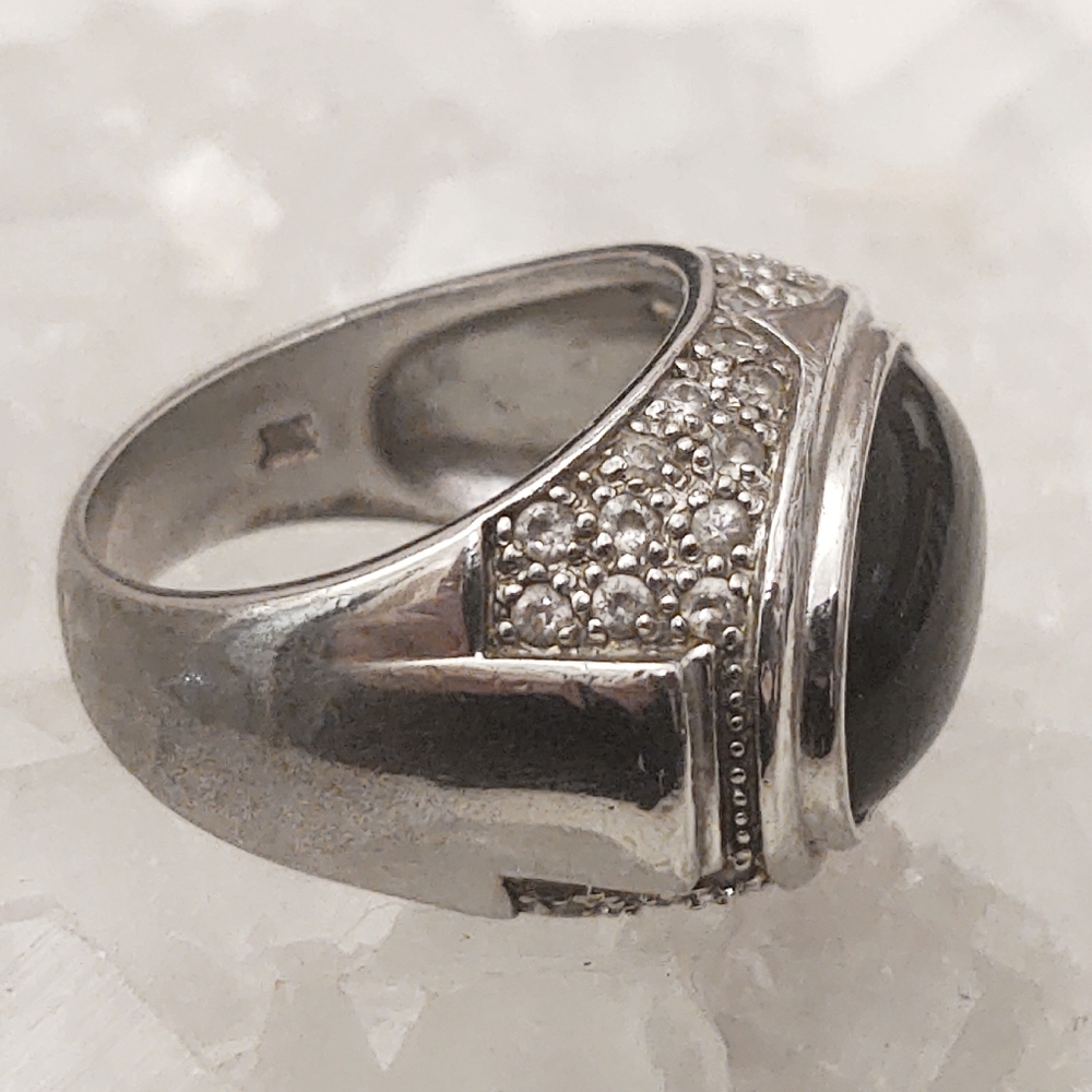 ISO Info- Onyx & Diamond Sterling Silver Ring-9.25 - Picture 8 of 13